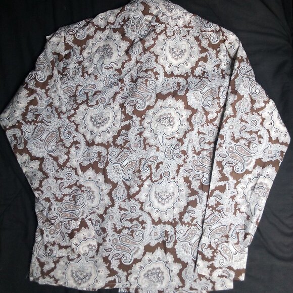 Vintage Sears Kings Road MCM Paisley Polyester Disco Shirt - Picture 5 of 5